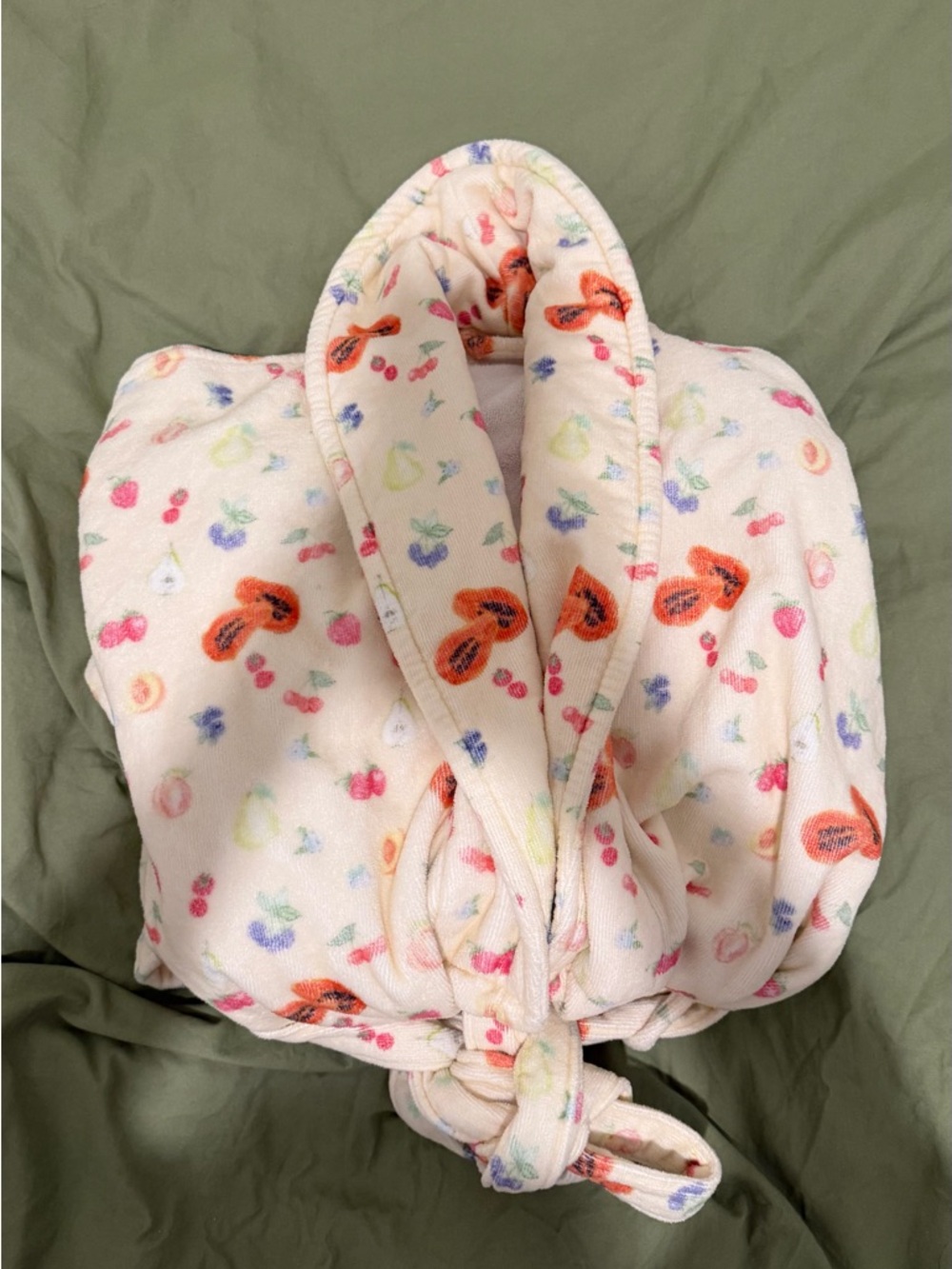 Djerf Avenue Plush Fruit Print Towel Bathrobe with Tie